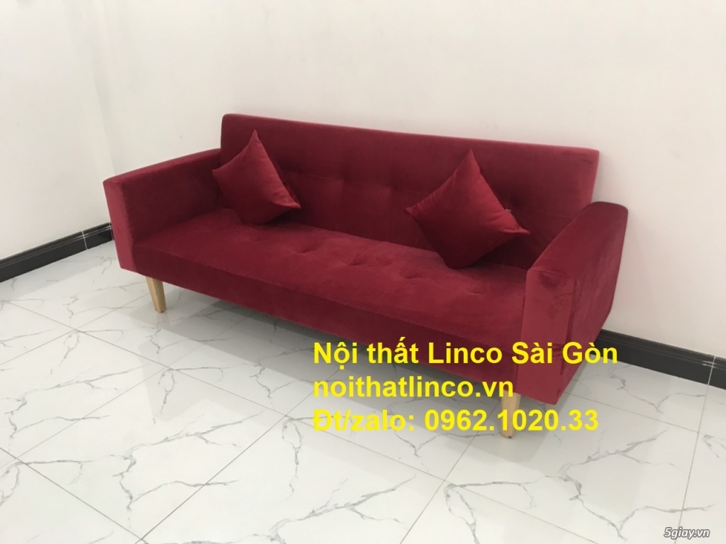 Bộ ghế sofa giường đa năng màu đỏ vải nhung rẻ đẹp|Nội thất Linco SG - 4
