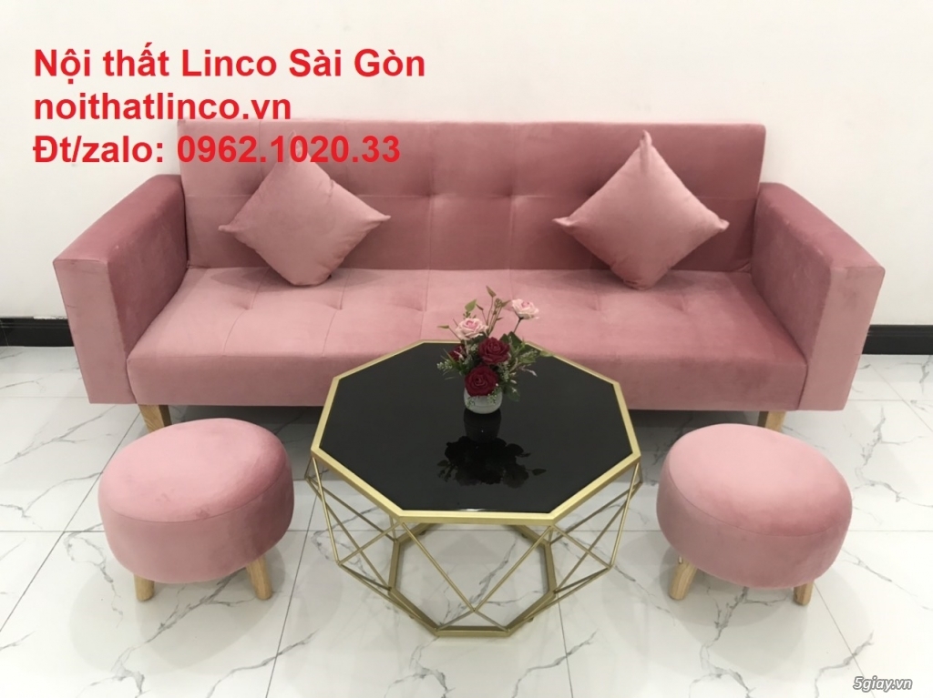 Bộ ghế salong giường giá rẻ | sofa phòng khách vải nhung đẹp|Linco SG - 1