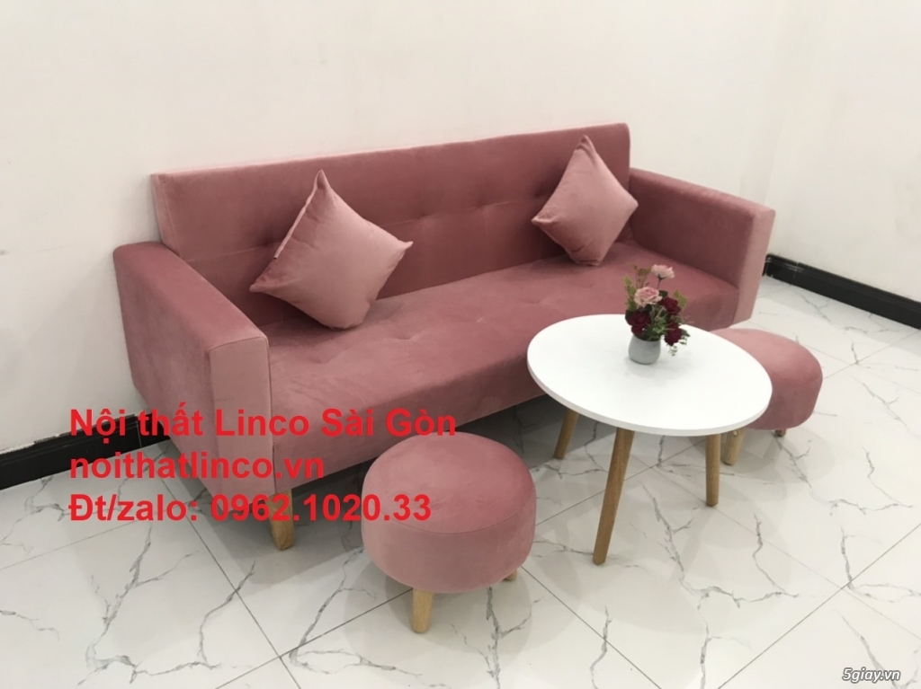 Bộ ghế salong giường giá rẻ | sofa phòng khách vải nhung đẹp|Linco SG - 3