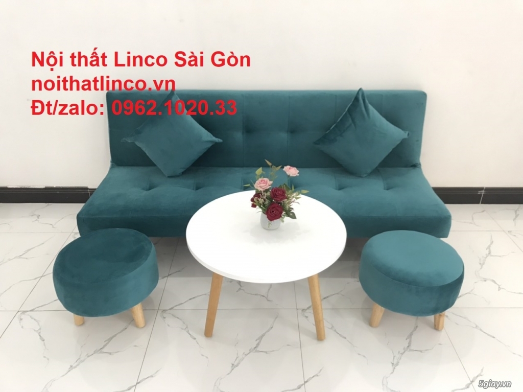 Ghế sofa giường 1m7 mini giá rẻ xanh lá cây đậm đẹp| Nội Thất Linco SG - 3