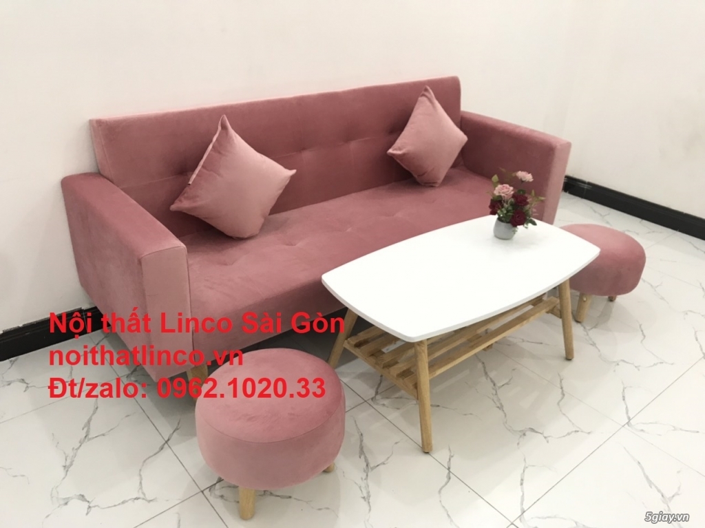 Bộ ghế salong giường giá rẻ | sofa phòng khách vải nhung đẹp|Linco SG - 2