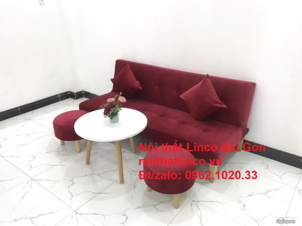 Bộ ghế sofa bed giường nằm màu đỏ mini nhỏ 1m7 rẻ đẹp Nội thất Linco - 3