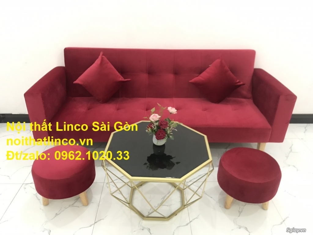 Bộ ghế sofa giường đa năng màu đỏ vải nhung rẻ đẹp|Nội thất Linco SG - 1