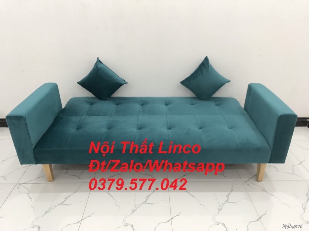Ghế sofa băng giường màu xanh nhung giá rẻ Nội Thất Linco Vũng Tàu - 4