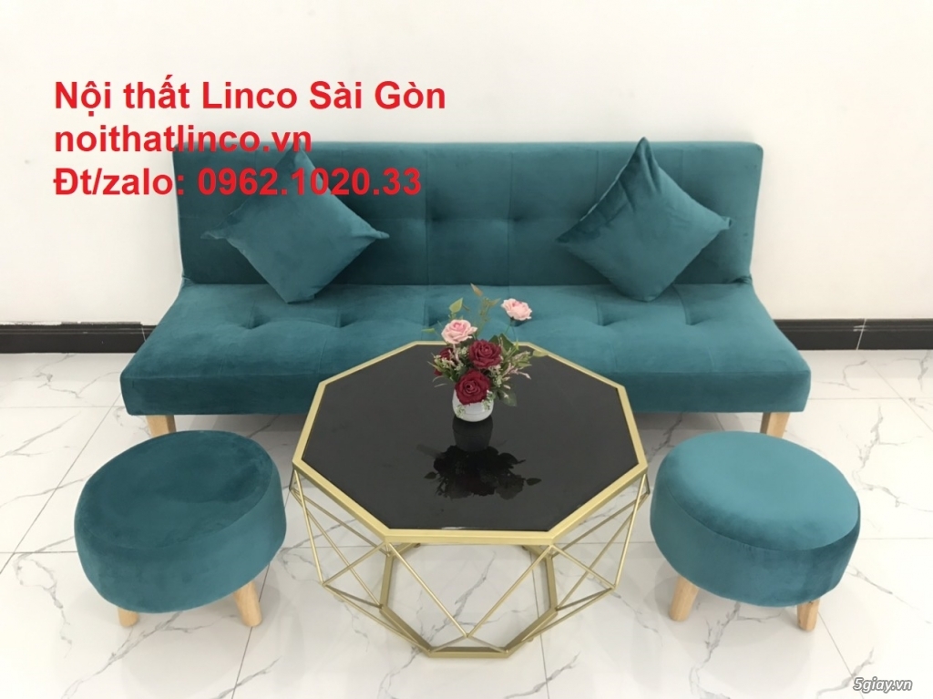 Ghế sofa giường 1m7 mini giá rẻ xanh lá cây đậm đẹp| Nội Thất Linco SG - 1