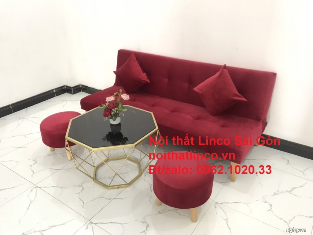 Bộ ghế sofa bed giường nằm màu đỏ mini nhỏ 1m7 rẻ đẹp Nội thất Linco - 1