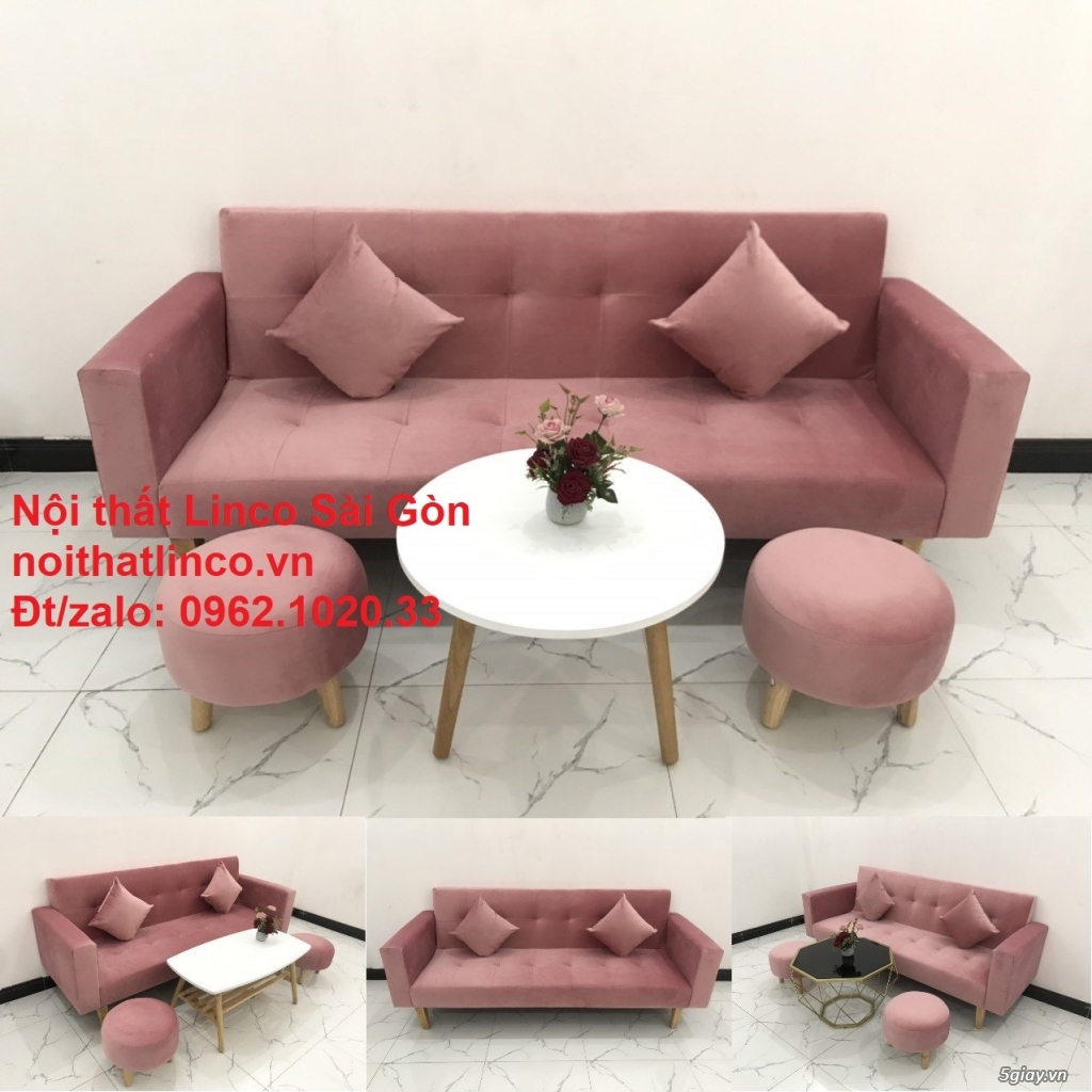 Bộ ghế salong giường giá rẻ | sofa phòng khách vải nhung đẹp|Linco SG