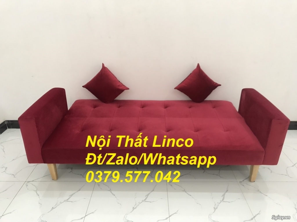 Bộ bàn ghế sofa giường (băng) màu đỏ nhung Nội Thất Linco Vũng Tàu - 4