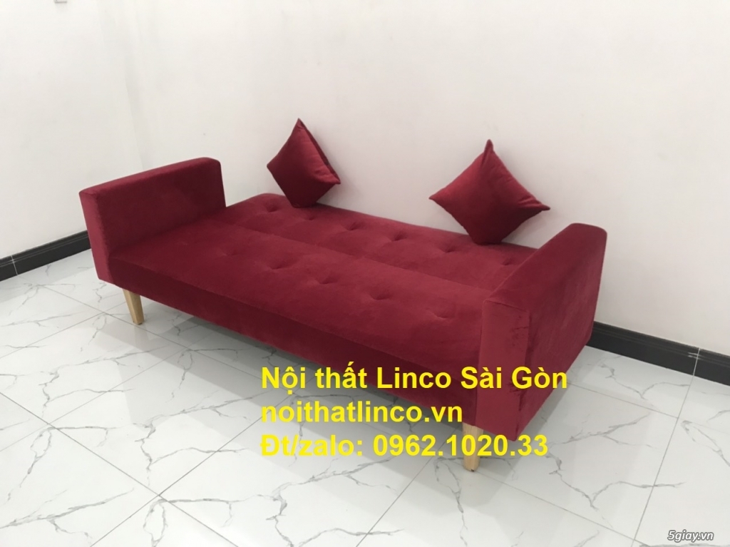Bộ ghế sofa giường đa năng màu đỏ vải nhung rẻ đẹp|Nội thất Linco SG - 5