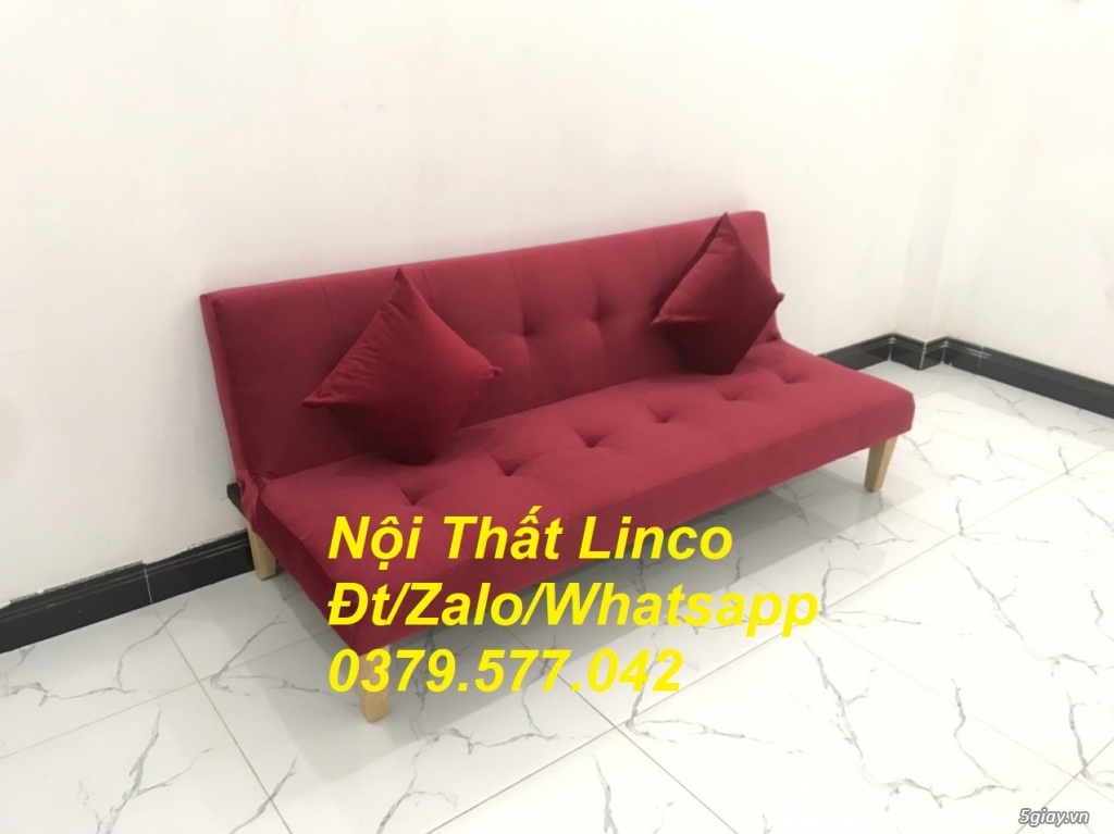 Bộ ghế sofa giường màu đỏ đô vải nhung Nội thất Linco Lâm Đồng - 1