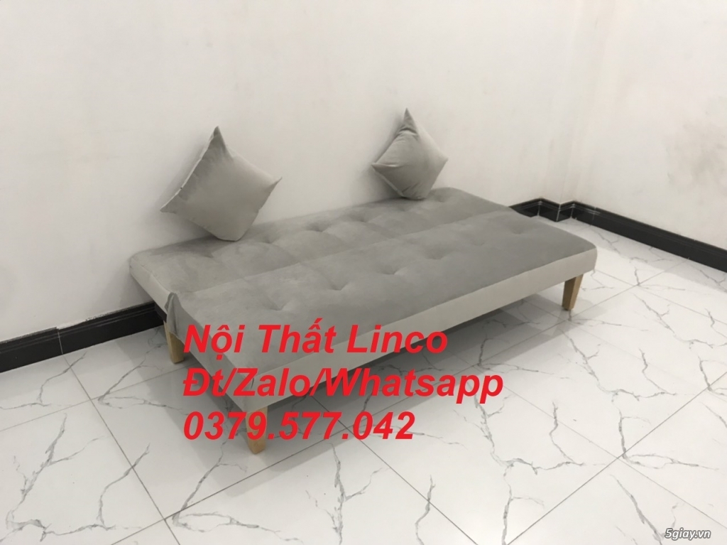 Bộ ghế sofa giường xám trắng vải nhung giá rẻ Nội thất Linco Vũng Tàu - 4