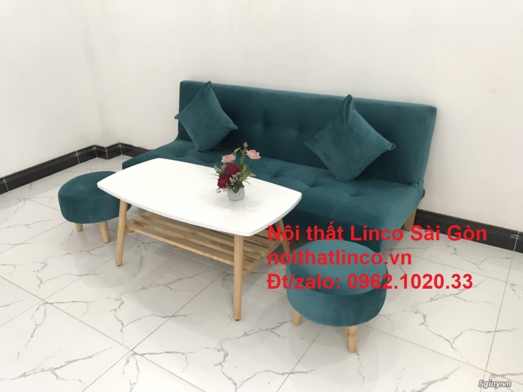 Ghế sofa giường 1m7 mini giá rẻ xanh lá cây đậm đẹp| Nội Thất Linco SG - 2