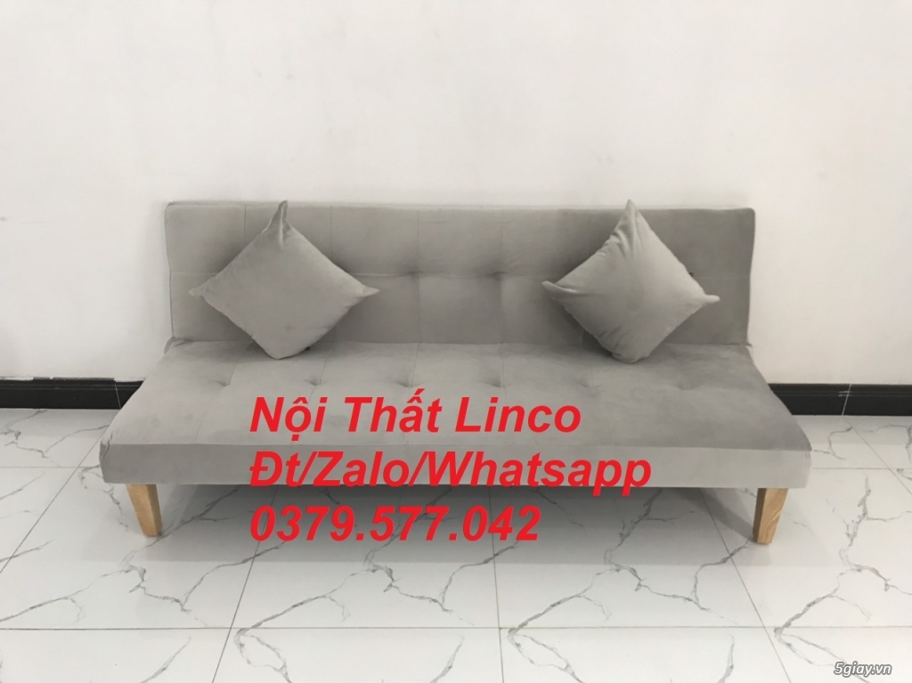 Bộ ghế sofa giường xám trắng vải nhung giá rẻ Nội thất Linco Vũng Tàu