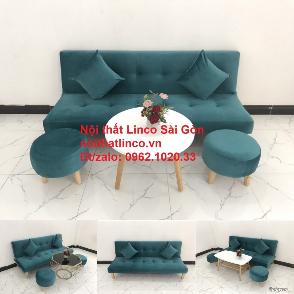 Ghế sofa giường 1m7 mini giá rẻ xanh lá cây đậm đẹp| Nội Thất Linco SG