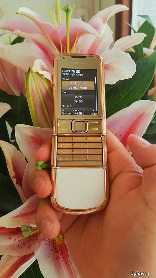 Nokia 8800a Gold Chính Hãng Da Trắng đính rồng - 1