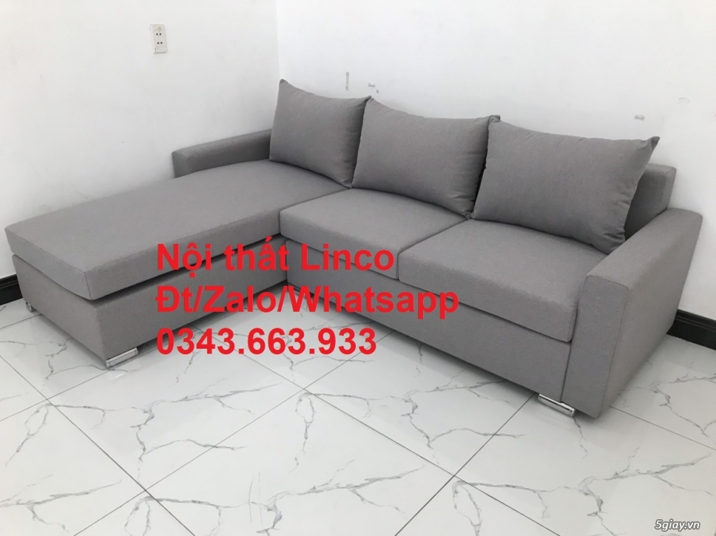 Bộ ghế sofa góc L màu xám ghi trắng rẻ tại Nội thất Linco Quận 1 SG - 1