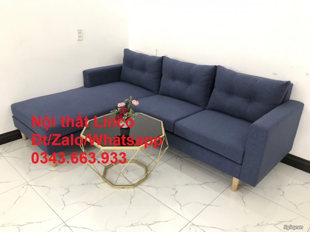 Ghế sofa góc chữ L phòng khách xanh đậm đen đẹp ở Nội thất Quận 1 SG - 4