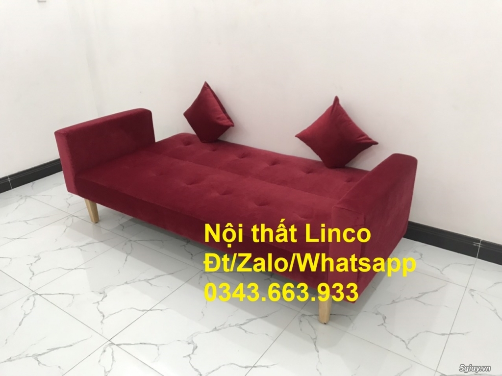 Bộ bàn ghế sofa bed giường 2m màu đỏ nhung đẹp ở Nội thất Quận 1 HCM - 4