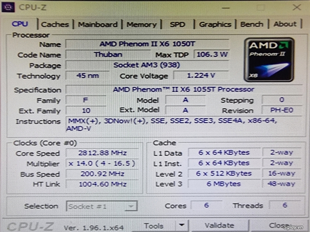 Combo chữa cháy AMD x6 1055T (95w)