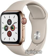 Đồng hồ Apple watch thép 5 44mm gold dây cao su new esim Viettel