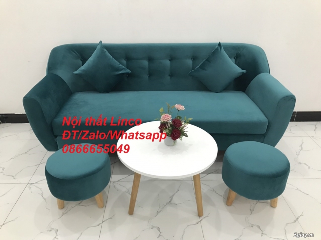 Bộ bàn ghế sopha sofa băng văng xanh cổ vịt giá rẻ vải đẹp ở Vĩnh Long - 2