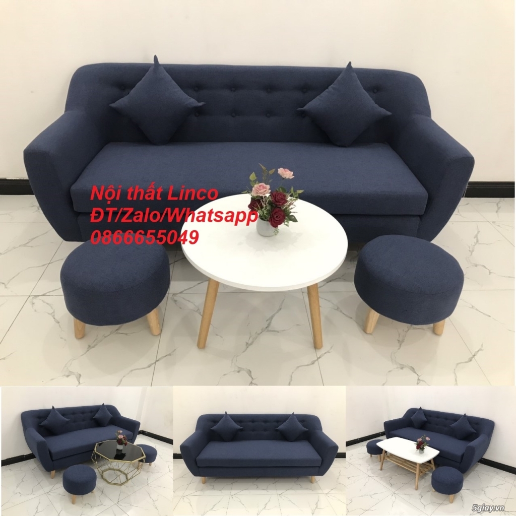 Sofa băng dài 1m9 giá rẻ xanh dương đậm sang đẹp ở tại Nội thất Huế