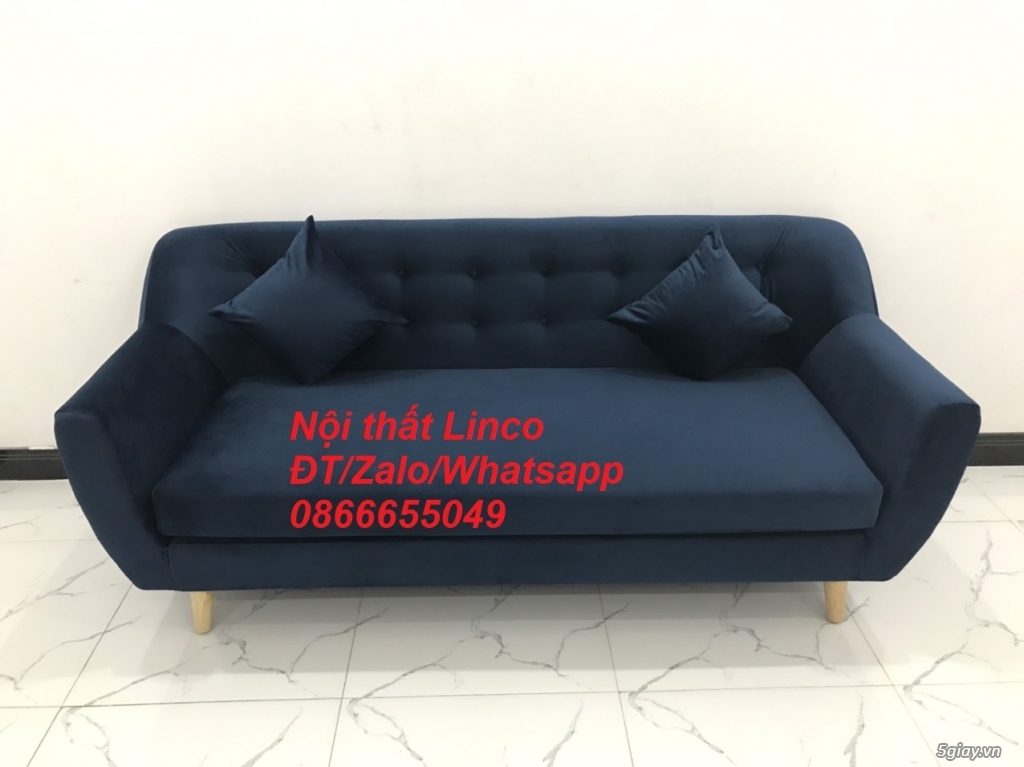 Ghế bàn sofa băng sopha văng phòng khách màu xanh dương nhung Bạc Liêu - 1