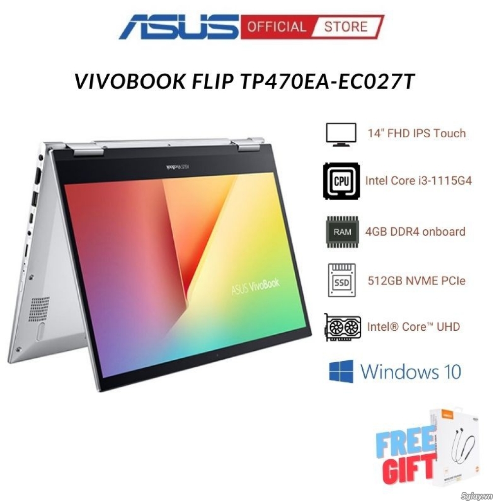 Laptop Asus VivoBook Flip # 14 TP470EA-EC027T # (Core i3-1115G4 | 4GB - 3