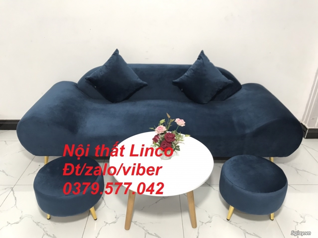 Bộ ghế sopha sofa băng thuyền màu xanh dương đậm giá rẻ Quảng Nam - 3