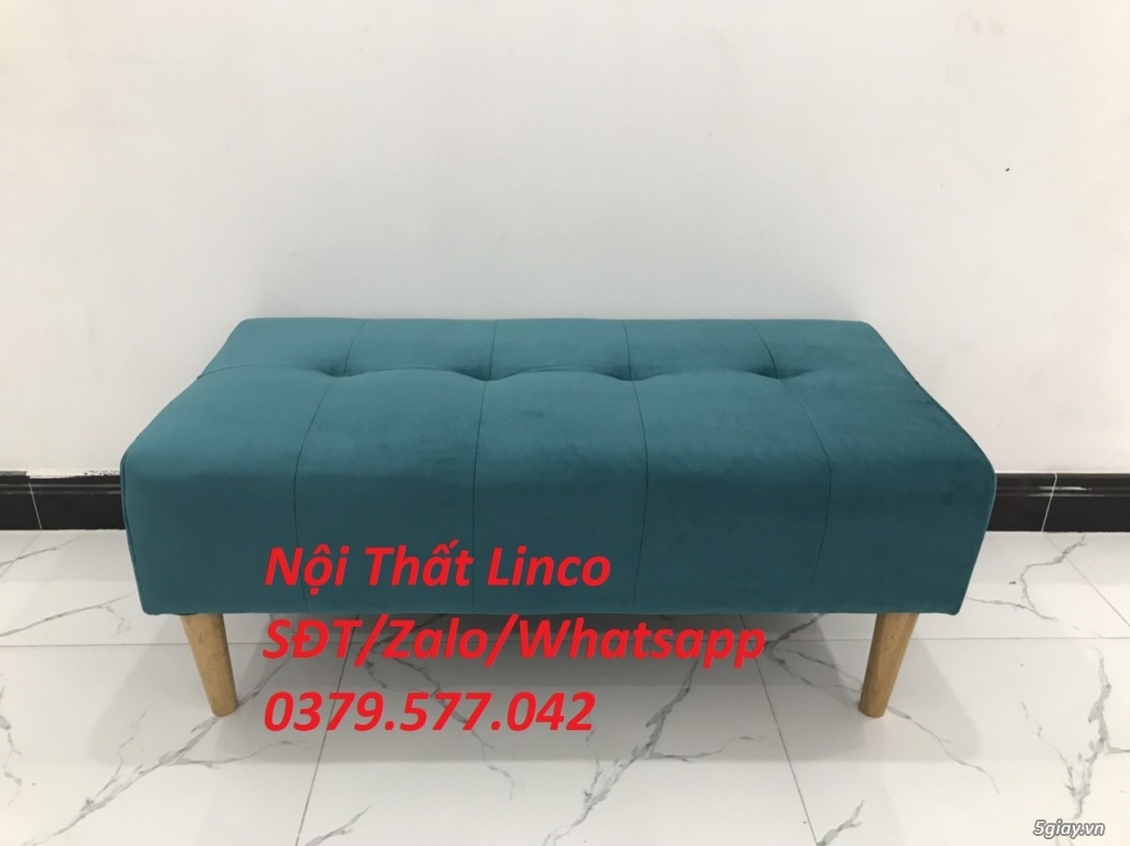 Ghế đôn sofa dài 1m giá rẻ màu xanh nhung Nội Thất Linco Tiền Giang