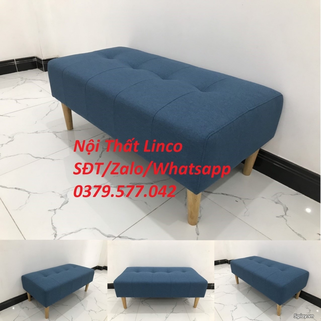Ghế đôn sofa dài 1m giá rẻ màu xanh dương Nội Thất Linco Lâm Đồng - 3