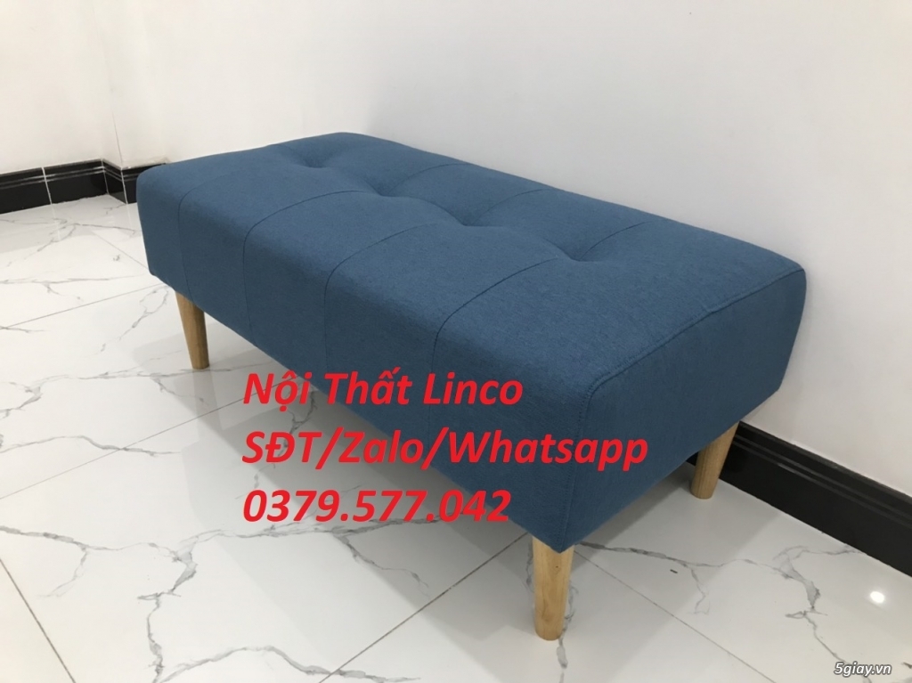 Ghế đôn sofa dài 1m giá rẻ màu xanh dương Nội Thất Linco Lâm Đồng