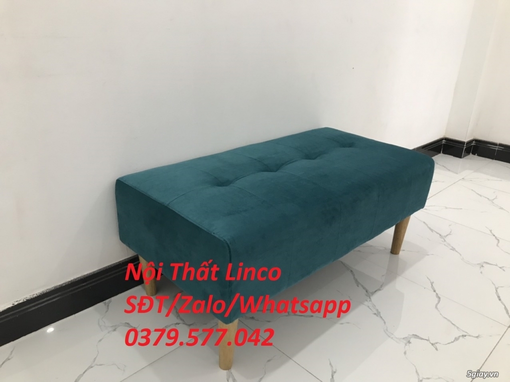 Ghế đôn sofa dài 1m giá rẻ màu xanh nhung Nội Thất Linco Tiền Giang - 3