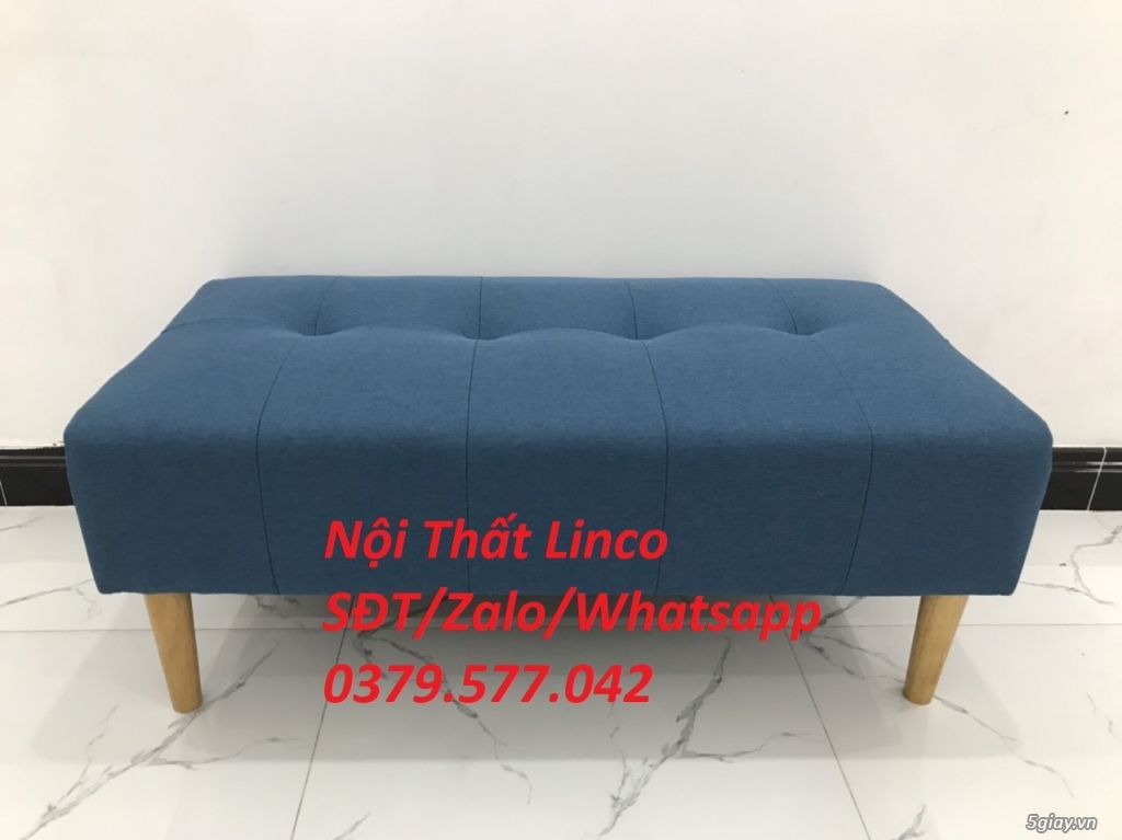 Ghế đôn sofa dài 1m giá rẻ màu xanh dương Nội Thất Linco Lâm Đồng - 2