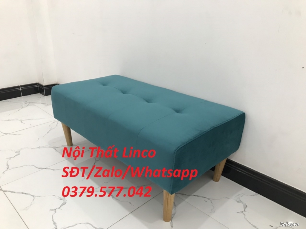 Ghế đôn sofa dài 1m giá rẻ màu xanh nhung Nội Thất Linco Tiền Giang - 2