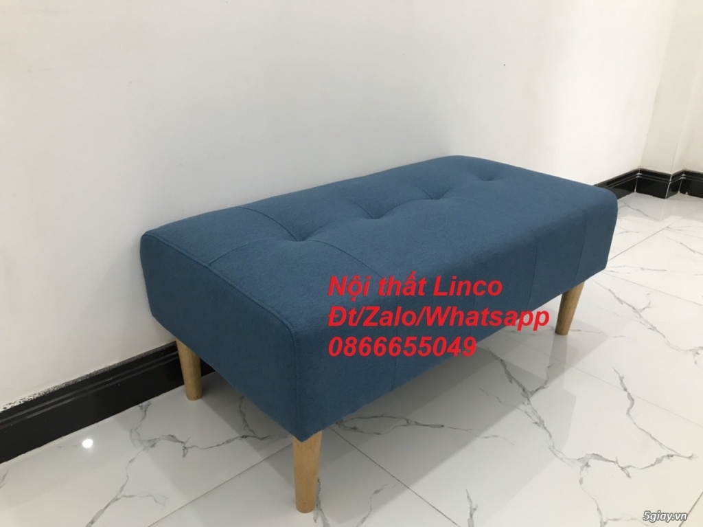 Ghế đôn sofa nệm dài 1m xanh dương da trời ở Nội thất Linco Tuy Hòa