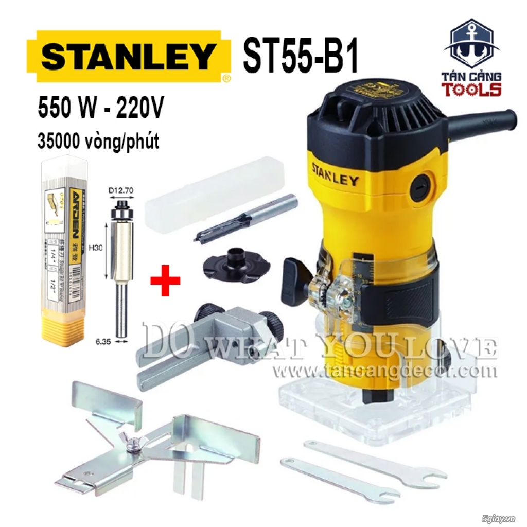 Máy Phay Stanley ST55 - B1 Cốt 6.35 mm 550W - Tặng Kèm Mũi Phay Thẳng - 5