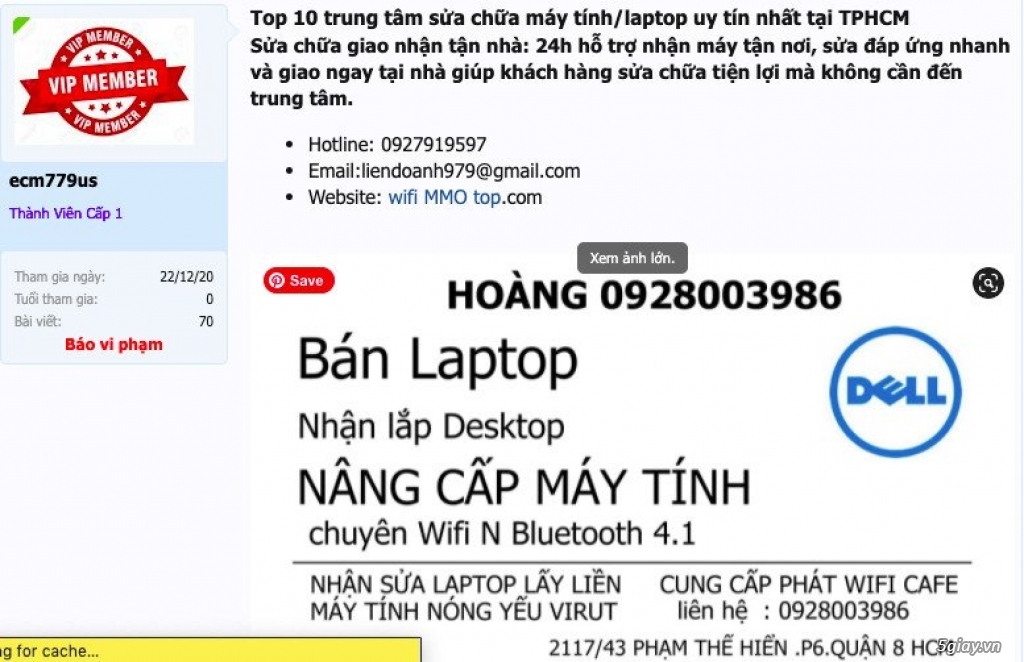 Card WIFI 5.0 Gz cho laptop XSP DELL # 0927919597 nhanh