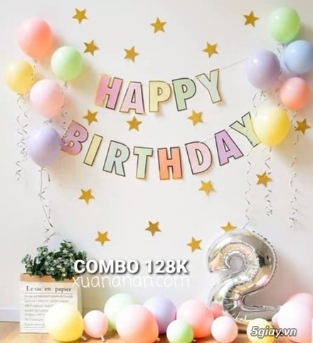 Combo trang trí sinh nhật phối tông vàng bạc trắng đen cực đẹp - 9