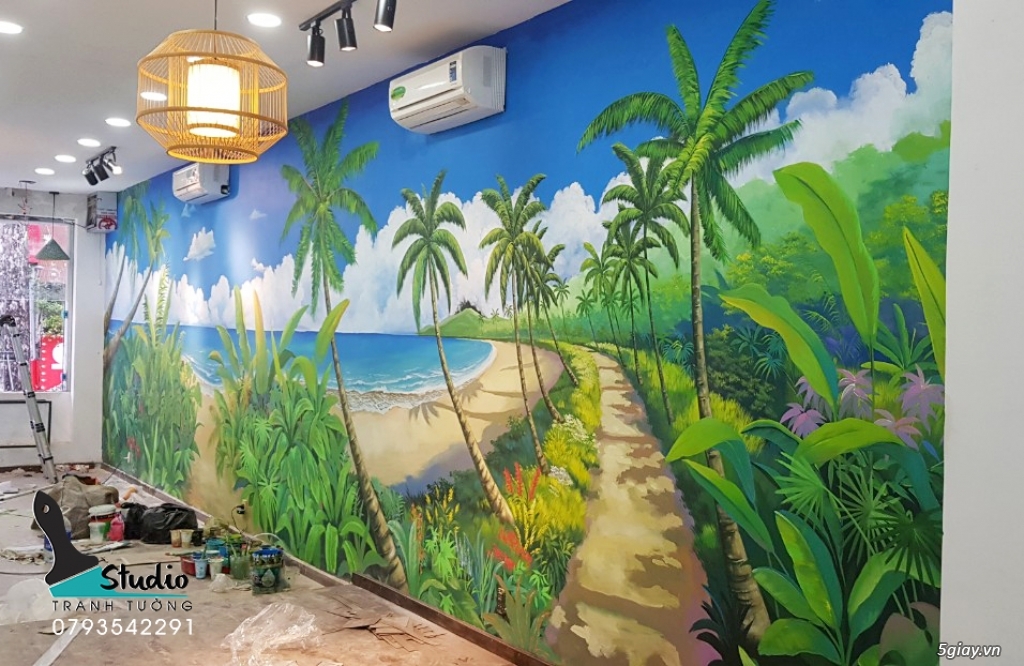 Vẽ Tranh Tường - Tranh Kính 3D, quán Cafe, Trà Sữa, Nhà Hàng, Văn Phòn - 3