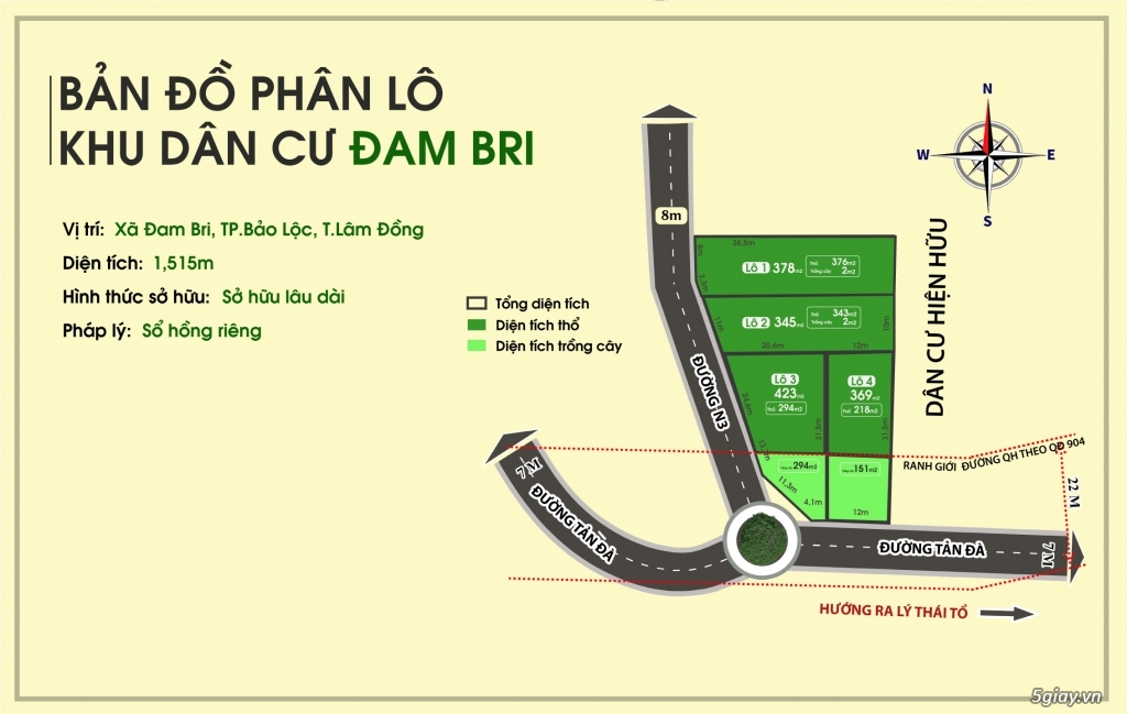CHÍNH CHỦ, SHR, Cần bán gấp đất Dambri chưa tới 5tr/m2 MT nhà nước
