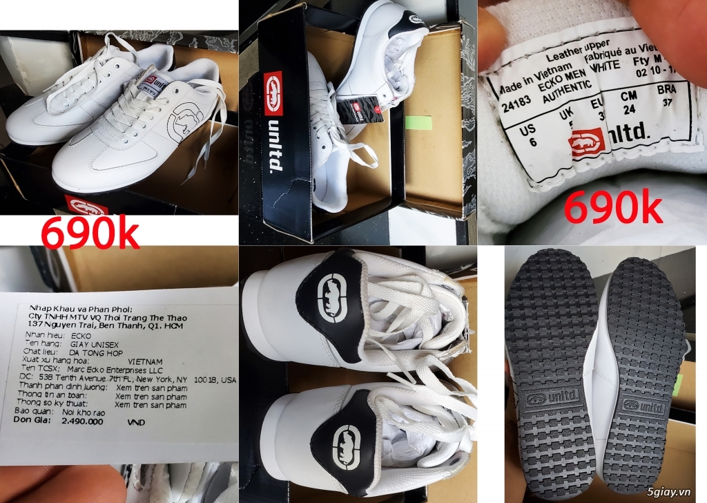 Fullbox Giày trắng size 37 Ecko Hoàng Phúc new 100%