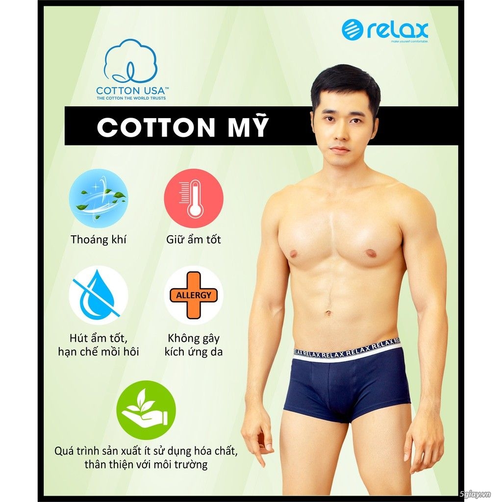 [MUA 1 TẶNG 1 ]Quần Lót Nam Relax RDO111 Boxer Cotton Kháng Khuẩn - 2