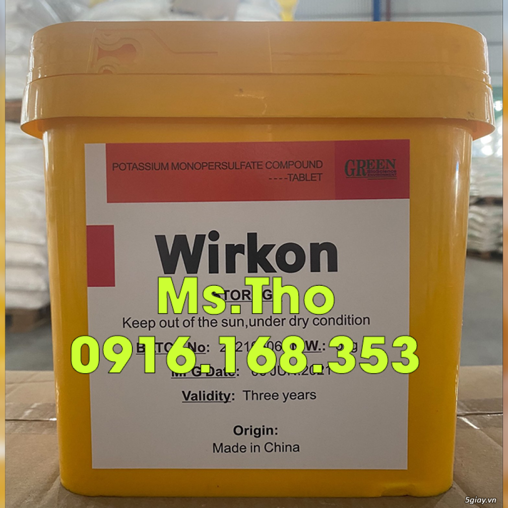 WIRKON  Potassium monopersulp dạng viên sủi 5kg 1 xô