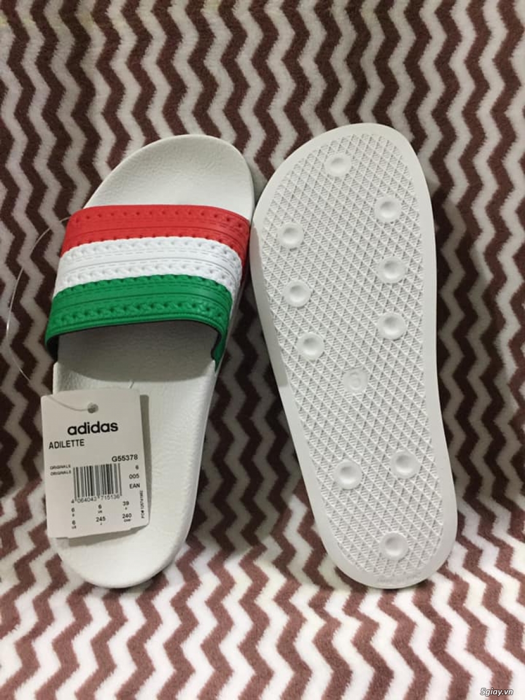Dép bánh mì Adidas cờ Ý đế trắng chính hãng - 1