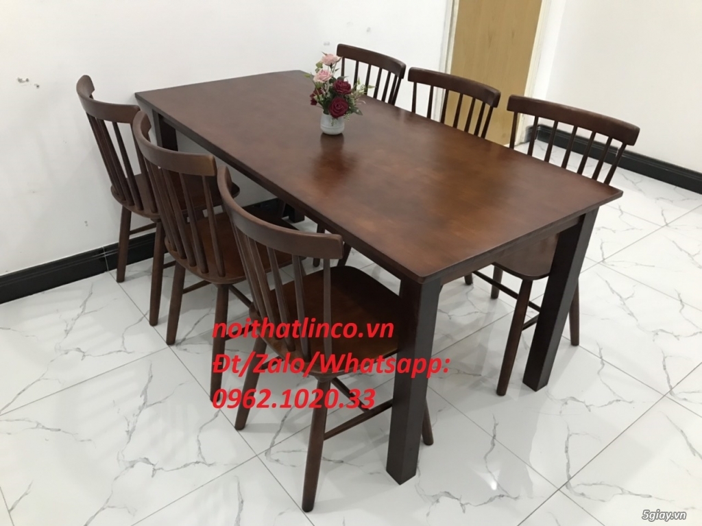 Bộ bàn ăn 1m2 ~ 1m6 6 ghế gỗ tự nhiên | Nội Thất Linco HCM - 1