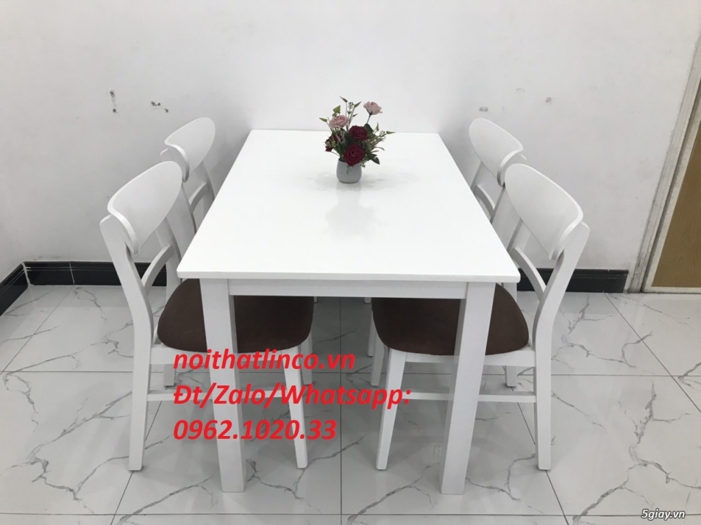 Bộ bàn ăn mango 4 ghế màu trắng giá rẻ Nội thất Linco HCM - 2
