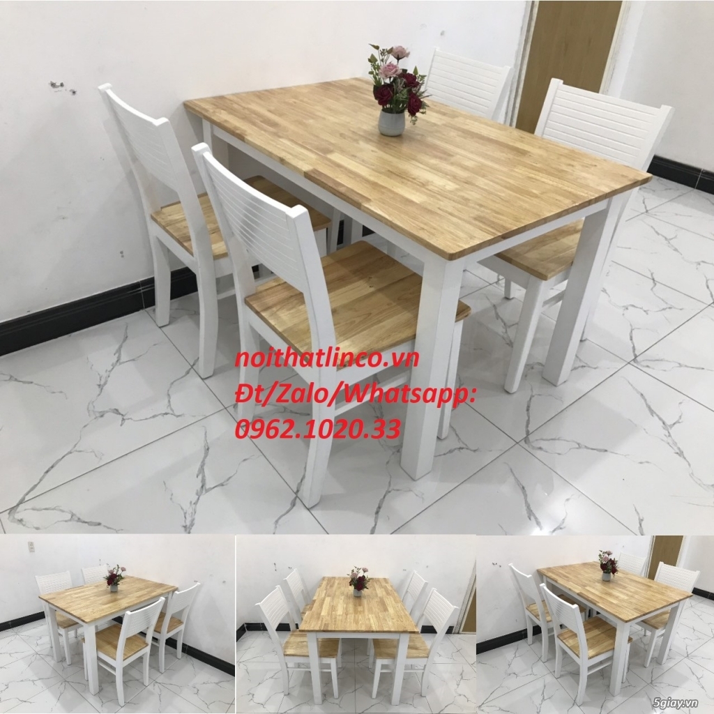 Bộ bàn ăn cherry 4 ghế gỗ trắng ở HCM | Nội Thất Linco Sài Gòn