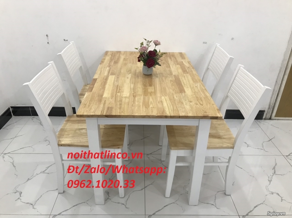 Bộ bàn ăn cherry 4 ghế gỗ trắng ở HCM | Nội Thất Linco Sài Gòn - 2