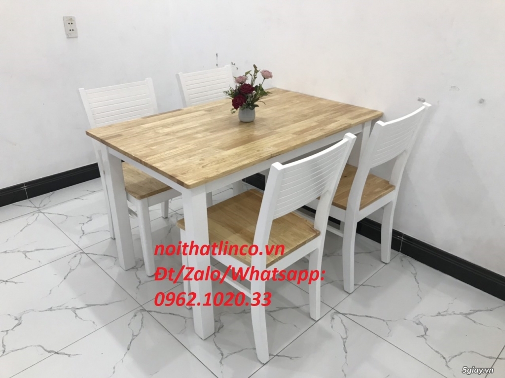 Bộ bàn ăn cherry 4 ghế gỗ trắng ở HCM | Nội Thất Linco Sài Gòn - 3